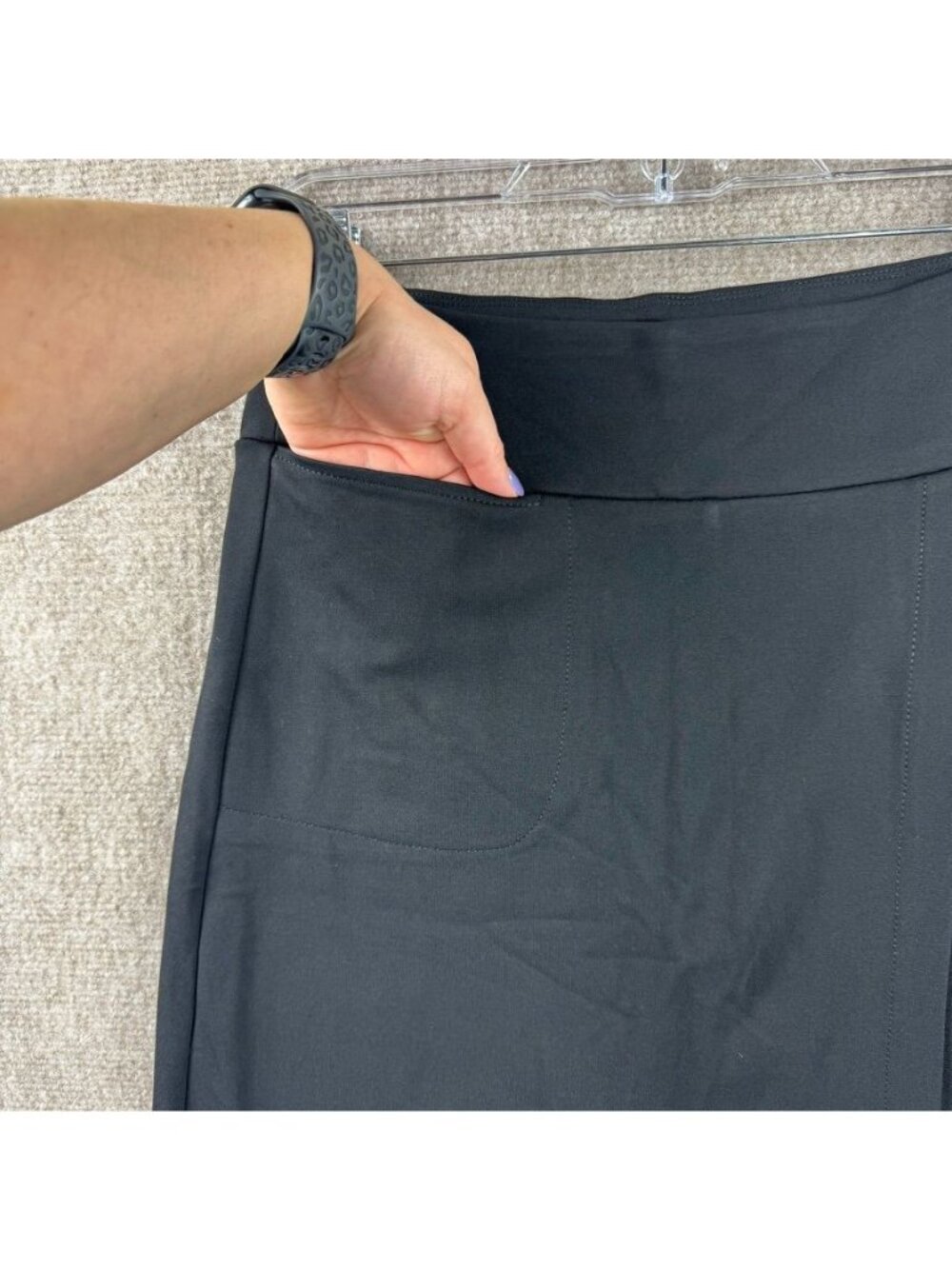 Betabrand Sassiest Pants Wrap Skirt M Black Ponte Knit Minimalist Corp Chic - Picture 4 of 15